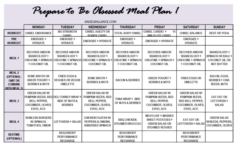 prepare to be obsessed meal plan 1 angelballance.com snip